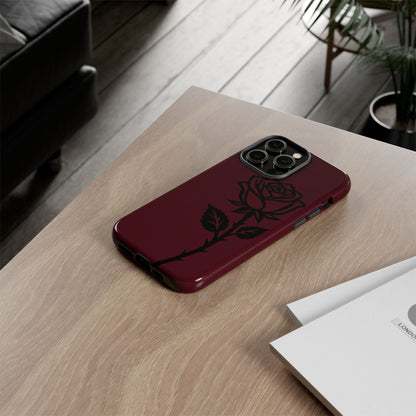 Black Rose Burgundy iPhone Case | Dark Aesthetic Shockproof Protective Cover