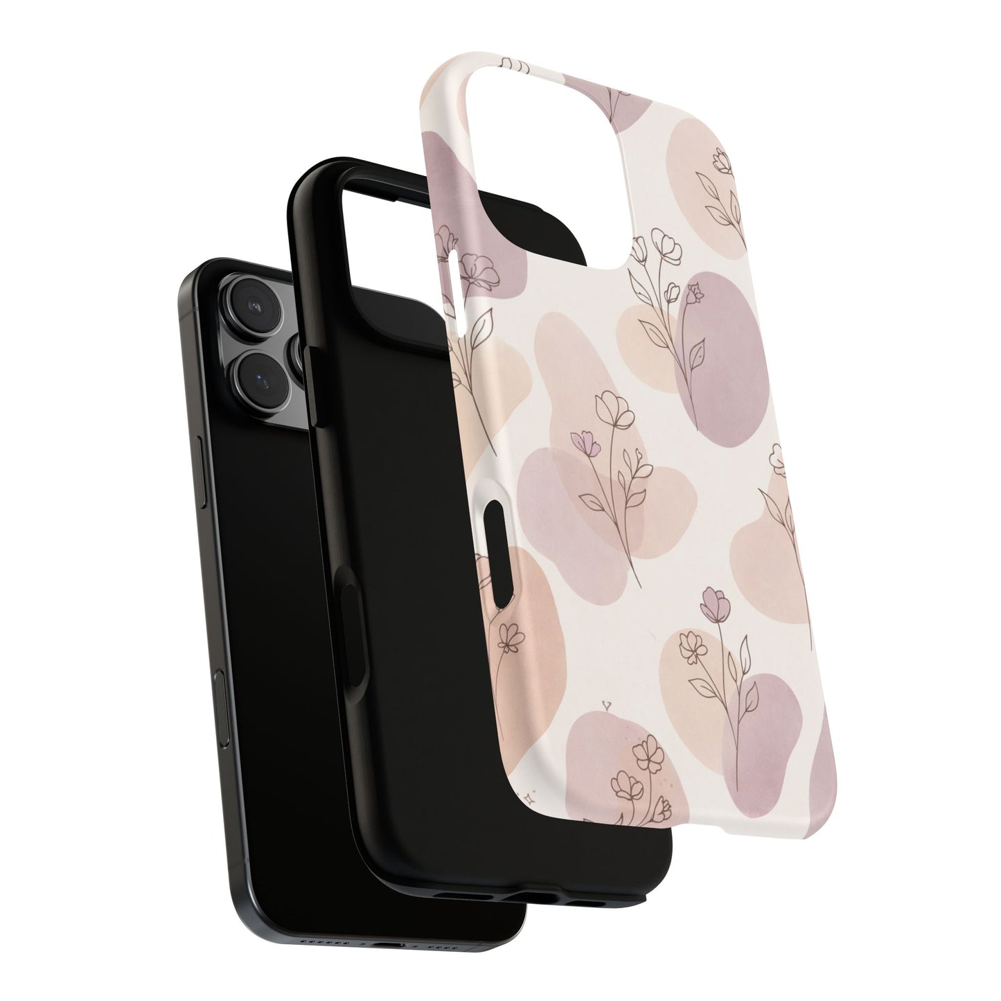 Blush Floral Phone Case Neutral Botanical Watercolor Tough Cover