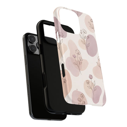 Blush Floral Phone Case Neutral Botanical Watercolor Tough Cover