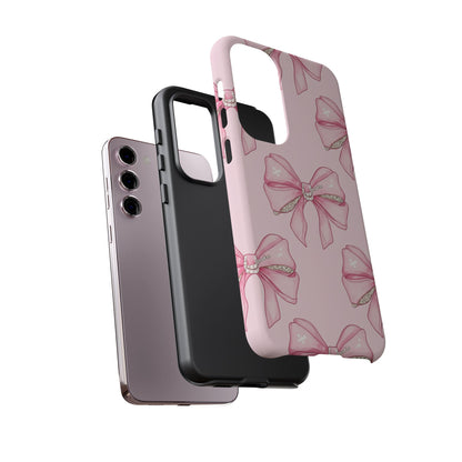 Pink Bow Pattern Phone Case | Coquette Aesthetic Tough Protective Case