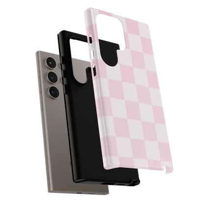 Light Pink Checkerboard Phone Case | Pastel Aesthetic Checkered iPhone & Samsung Tough Case