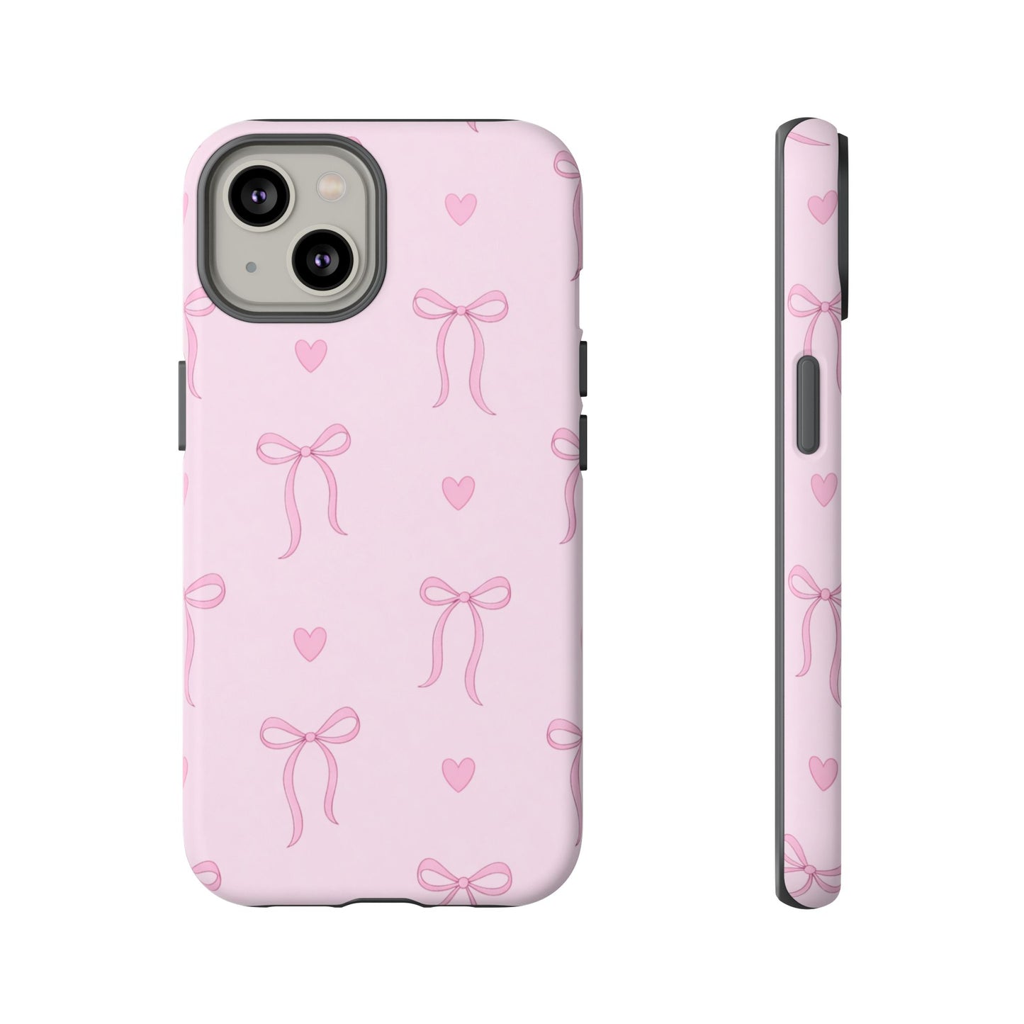 Pink Bow Heart Aesthetic Phone Case – Coquette Cute Tough Cover