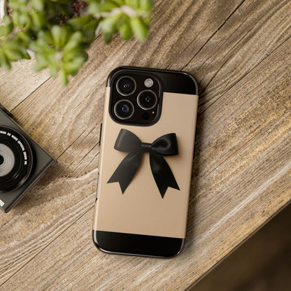 Black Bow Phone Case | Elegant Coquette Bow Design | Chic Neutral Tough Case for iPhone & Samsung