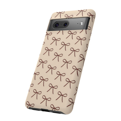 Coquette Bow Phone Case | Neutral Beige Aesthetic iPhone & Samsung Tough Case