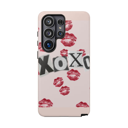 XOXO Kiss Print Phone Case | Coquette Valentine Aesthetic | Cute Pink Lipstick Kiss Tough Case for iPhone & Samsung