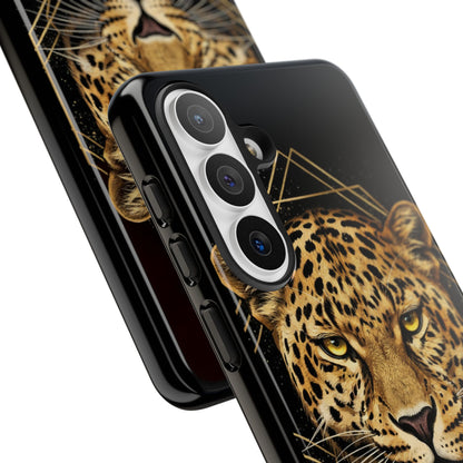 Leopard Phone Case – Black Gold Leopard Head Luxury Animal Tough Case