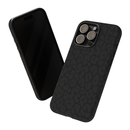 Black Leopard Phone Case | Black on Black Leopard Print Tough iPhone & Samsung Case | Matte or Glossy Protective Cover