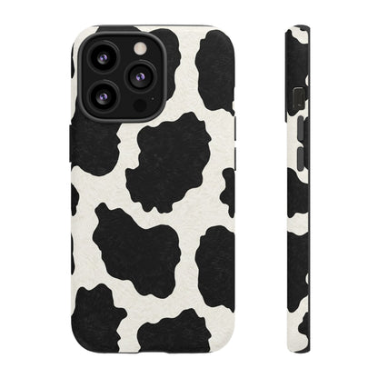 Black & White Cow Print Phone Case | Western Aesthetic iPhone & Samsung Tough Case