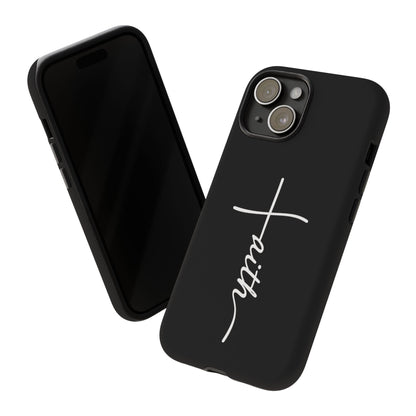 Faith Cross Phone Case, Christian Aesthetic Minimalist Black Matte Case, Religious Gift iPhone Samsung Cover