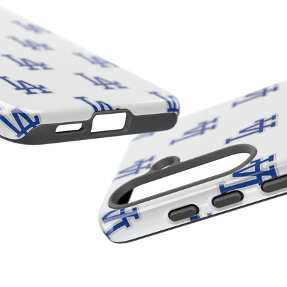 Blue LA Monogram Pattern Phone Case | Minimal Baseball Inspired Tough Cover
