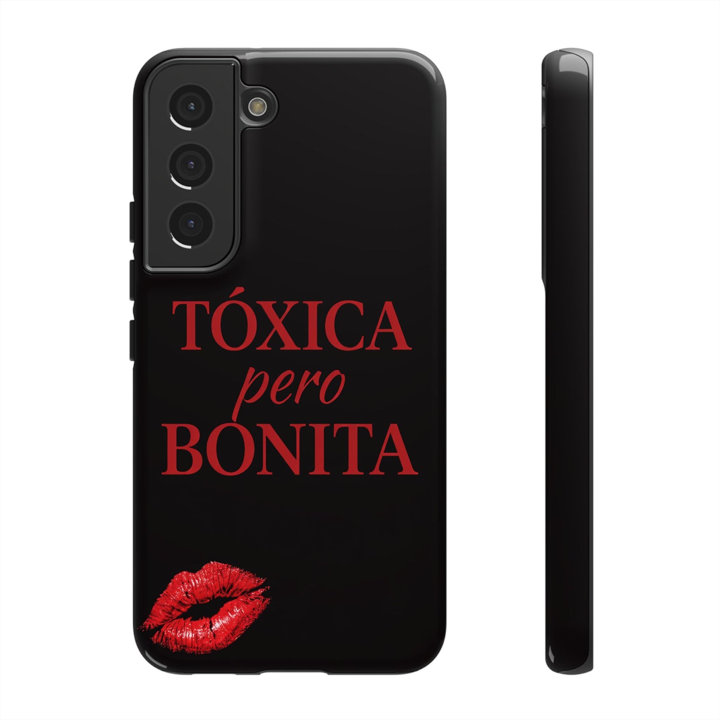 Toxica Pero Bonita Phone Case, Latina Quote Case, Red Lips Aesthetic, Spanish Saying Case, Trendy Tough Cover