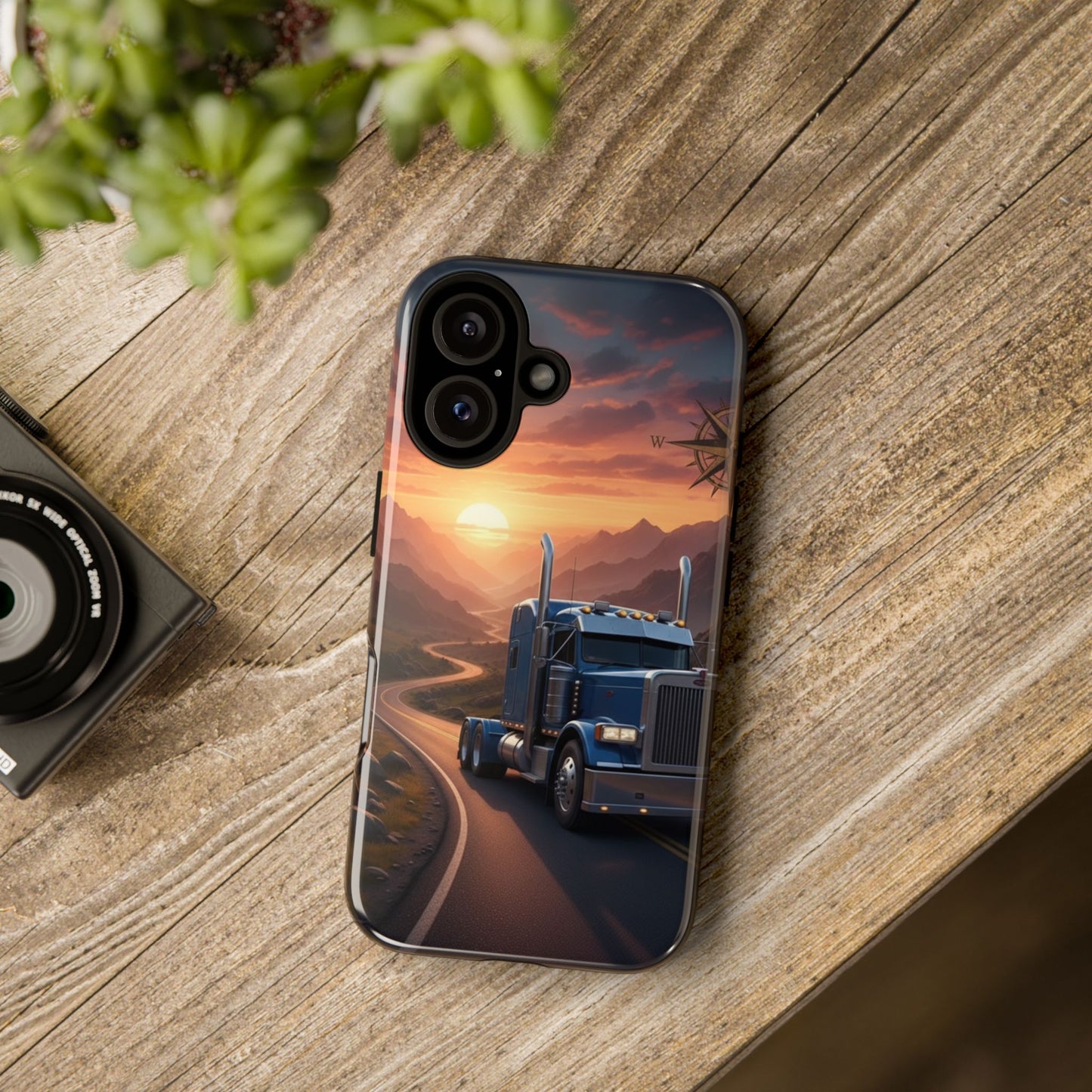 Semi Truck Sunset Phone Case | Trucker Gift | Diesel Truck Highway Road iPhone & Samsung Tough Protective Case