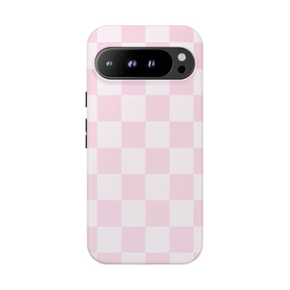 Pink Checkerboard Phone Case | Aesthetic Tough Protective Case