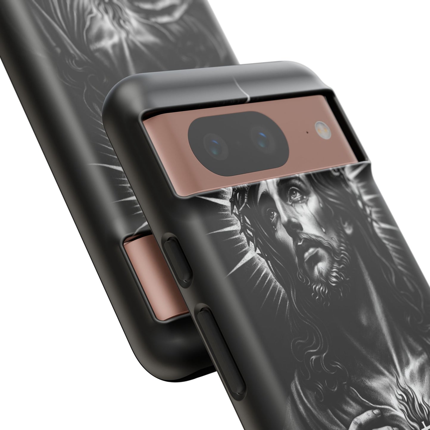 Jesus Sacred Heart Phone Case Black White Christian Faith Aesthetic