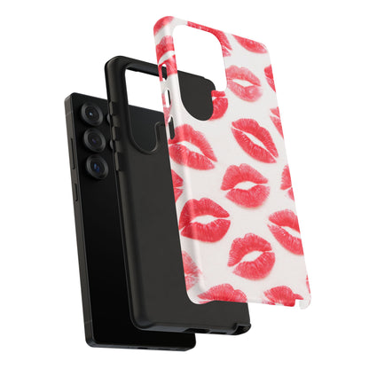 Red Lipstick Kiss Phone Case – Sexy Lip Print Pattern Tough Protective Cover