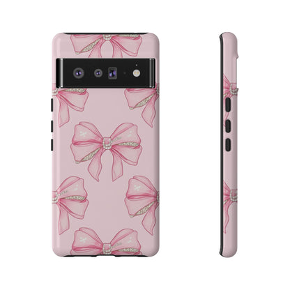 Pink Bow Pattern Phone Case | Coquette Aesthetic Tough Protective Case