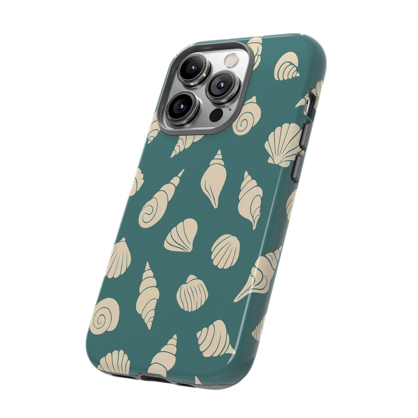 Seashell Pattern Phone Case | Teal Coastal Shells Tough Case for Iphone, Samsung Galaxy and Pixel