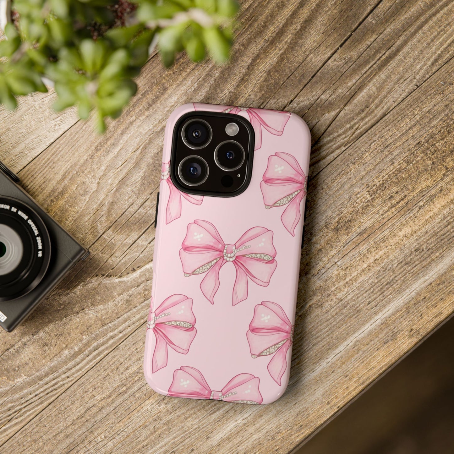 Pink Bow Pattern Phone Case | Coquette Aesthetic Tough Protective Case