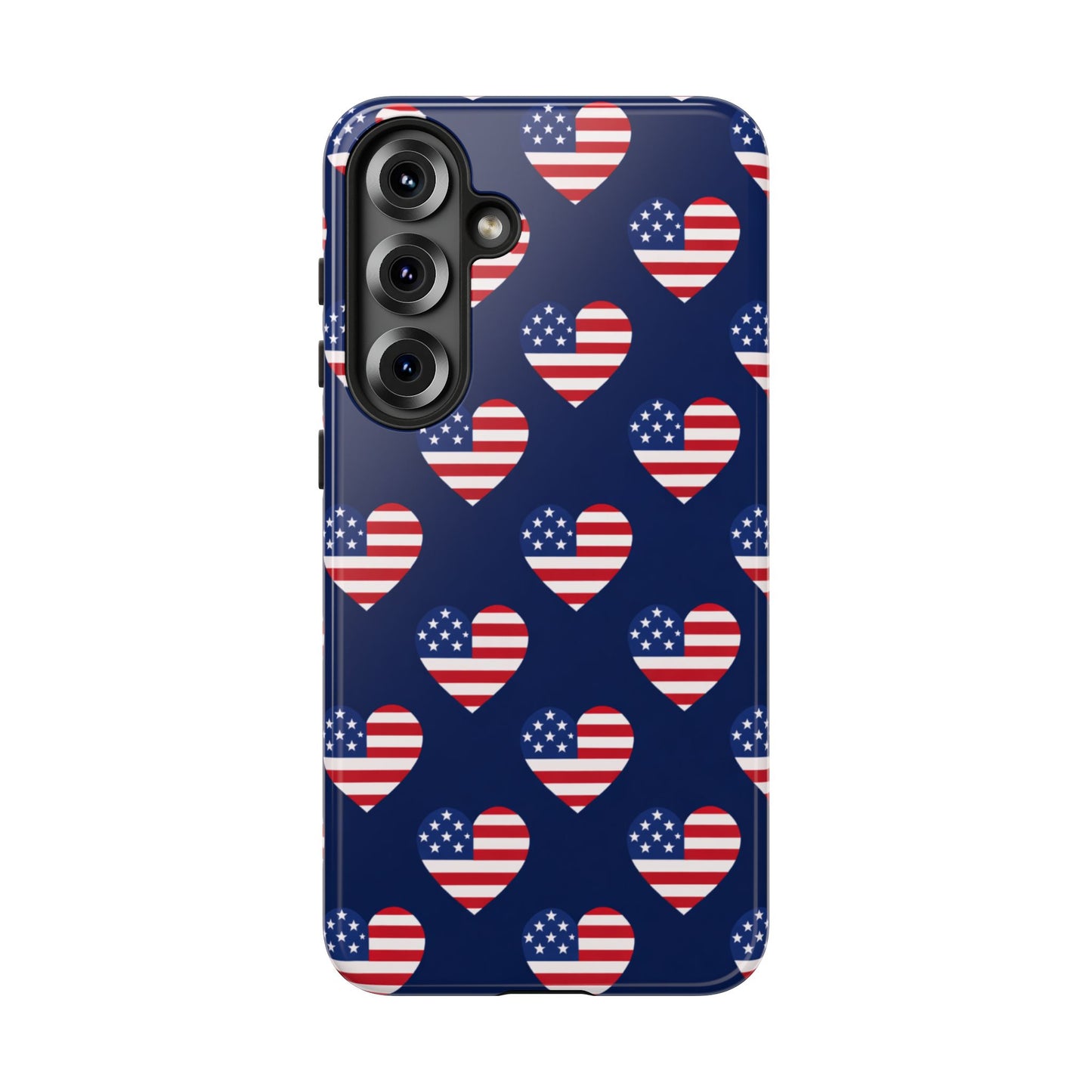 Patriotic American Flag Heart Phone Case – Tough Shockproof, USA Stars & Stripes for Iphone, Samsung Galaxy and Pixel
