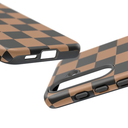 Brown Checkerboard Phone Case | Aesthetic Tough Protective Case