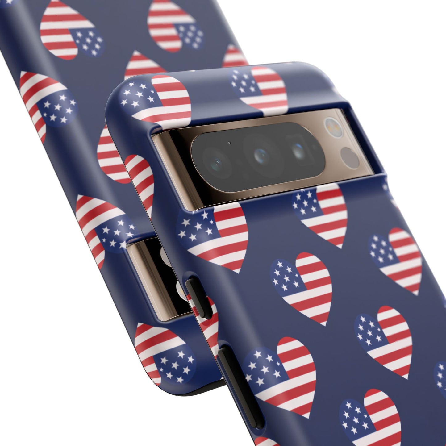 Patriotic American Flag Heart Phone Case – Tough Shockproof, USA Stars & Stripes for Iphone, Samsung Galaxy and Pixel