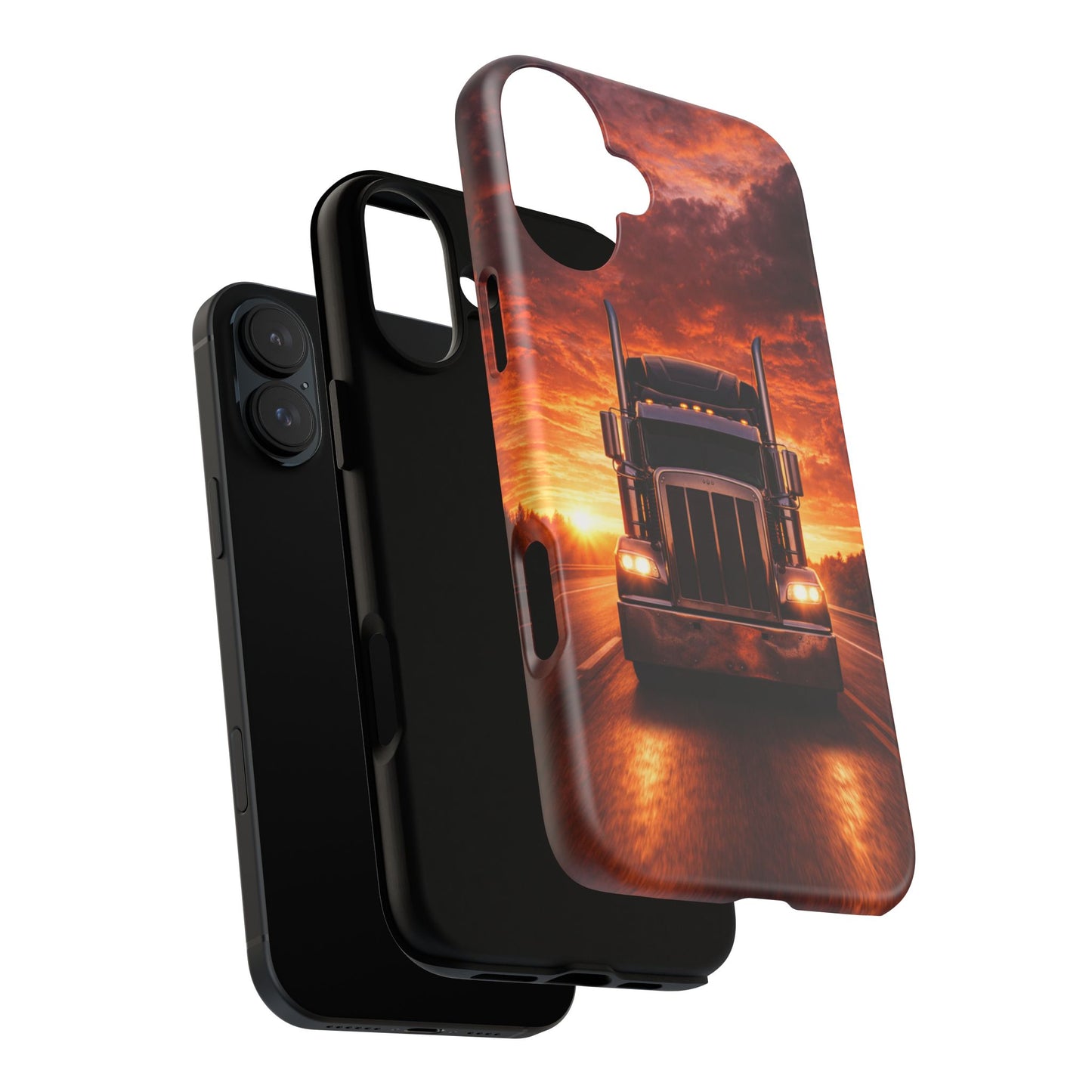 Big Rig Truck Phone Case Sunset Highway Semi Truck iPhone Samsung Cover