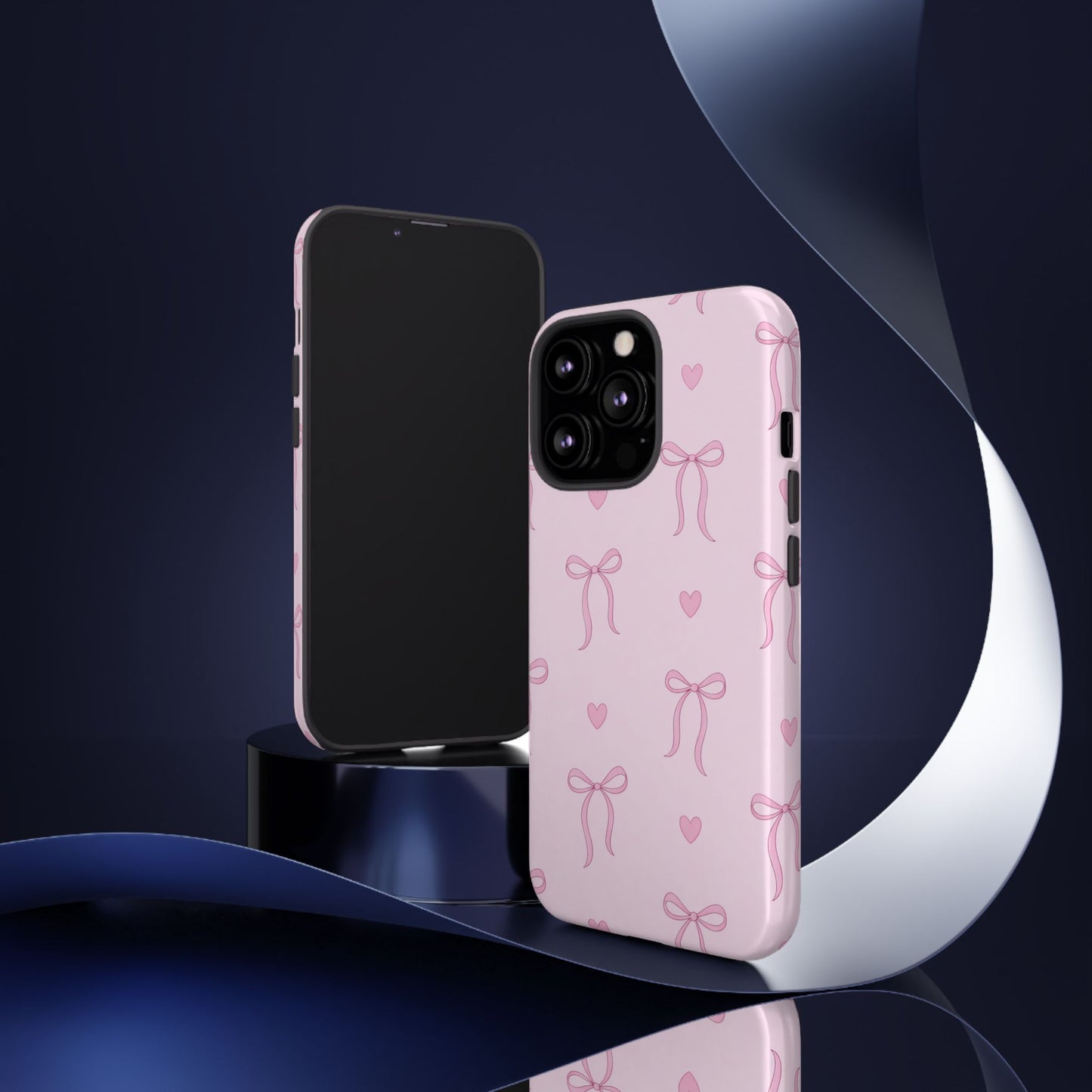 Pink Bow Heart Aesthetic Phone Case – Coquette Cute Tough Cover