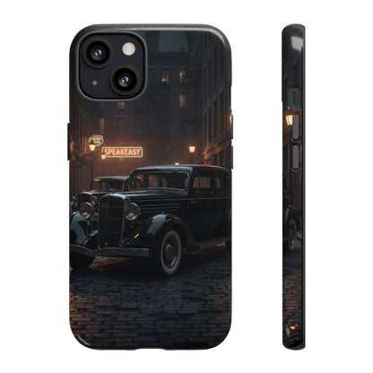 Vintage Classic Car Phone Case | Retro Noir Aesthetic | 1930s Street Scene Tough Case for iPhone & Samsung