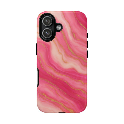 Pink Marble Phone Case | Rose Gold Swirl Aesthetic Tough Protective Case