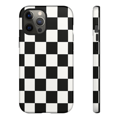 Black & White Checkerboard Phone Case – Classic Aesthetic Tough Protective Case for Iphone, Samsung Galaxy and Pixel