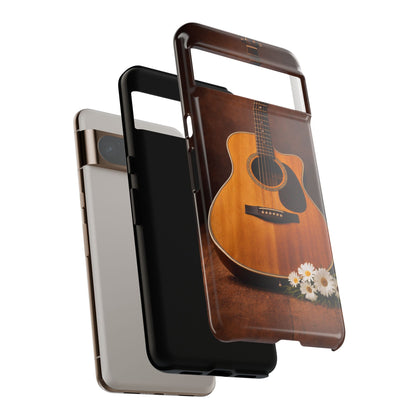 Acoustic Guitar Daisy Phone Case | Rustic Music Lover Tough Cover