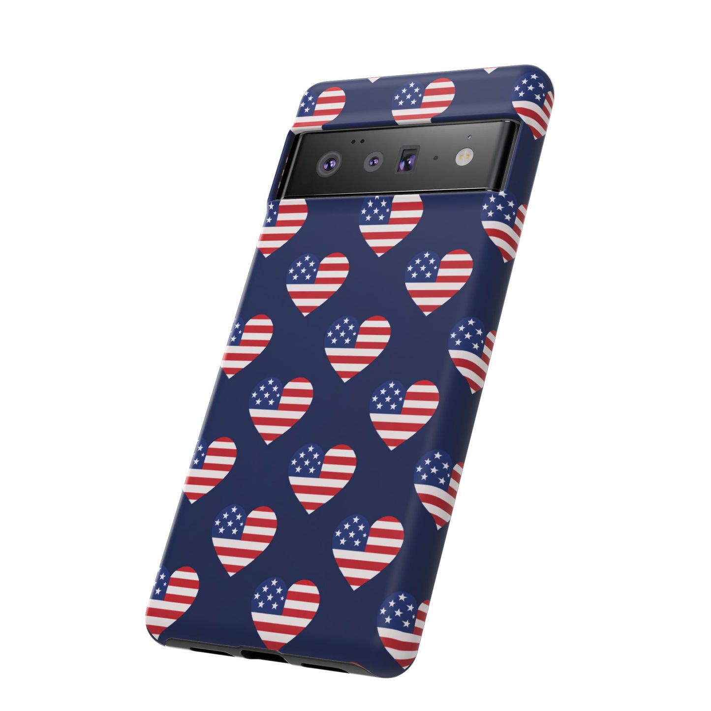 Patriotic American Flag Heart Phone Case – Tough Shockproof, USA Stars & Stripes for Iphone, Samsung Galaxy and Pixel