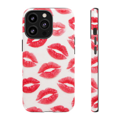 Red Lipstick Kiss Phone Case – Sexy Lip Print Pattern Tough Protective Cover