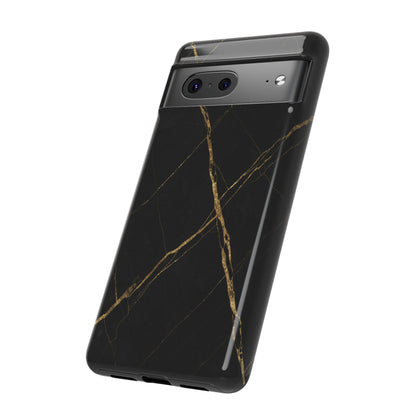 Black Marble Phone Case with Gold Veins | Minimal Luxury Tough Case