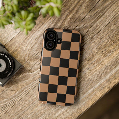 Brown Checkerboard Phone Case | Aesthetic Tough Protective Case