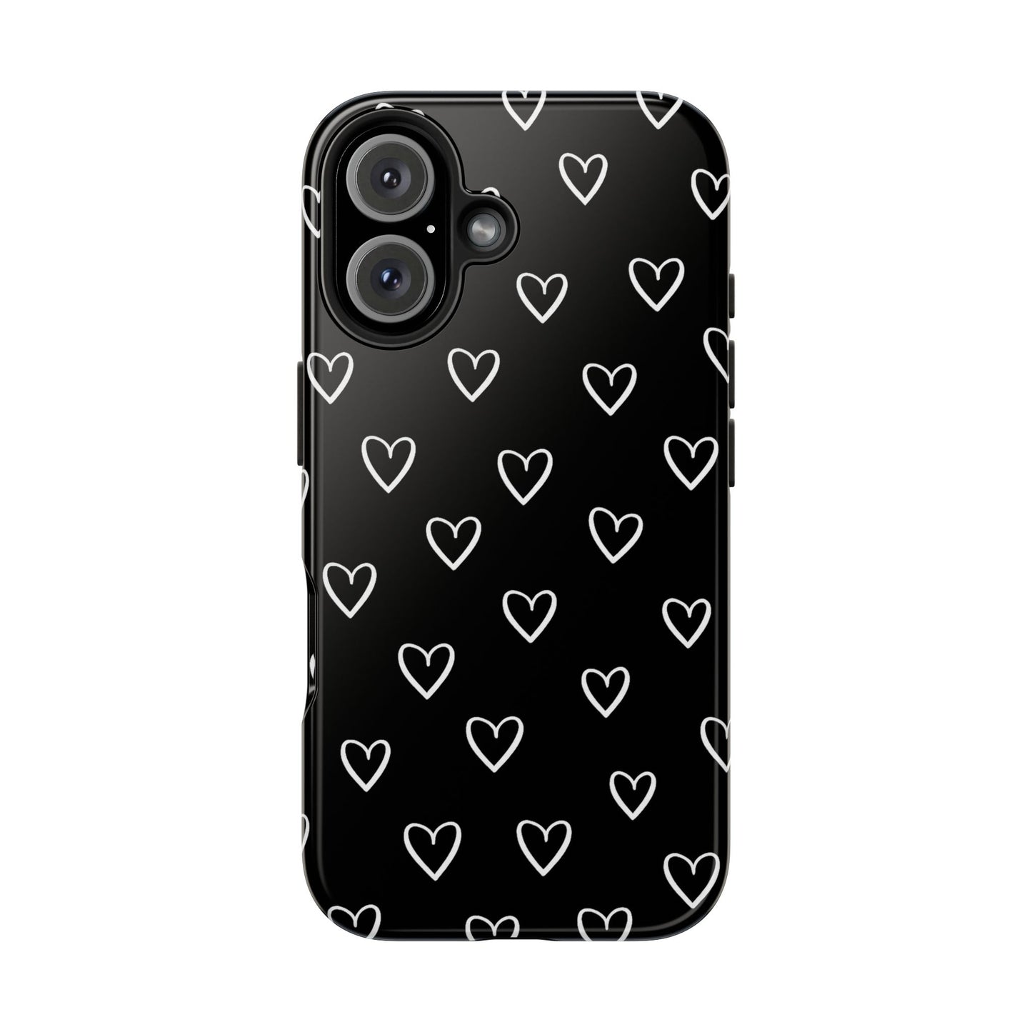 Doodle Heart Phone Case – Minimal Black & White Heart Pattern | Tough Protective Case
