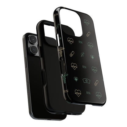 RN Nurse Phone Case – Minimal Medical Icon Pattern Healthcare Worker Tough Case