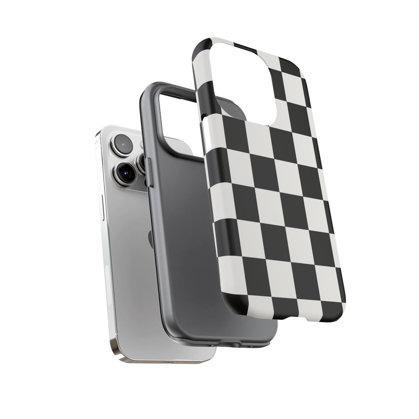 Black & White Checkerboard Phone Case – Classic Aesthetic Tough Protective Case