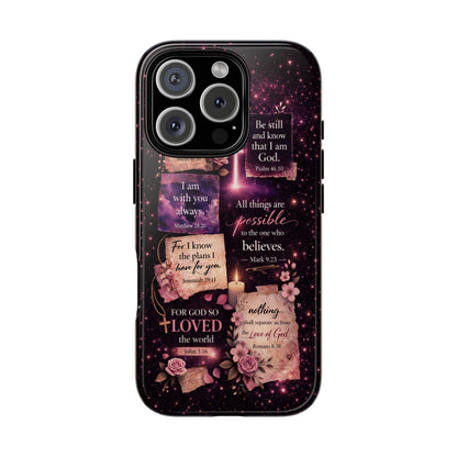 Christian Bible Verse Phone Case Pink Floral Faith Tough Protective Cover Gift