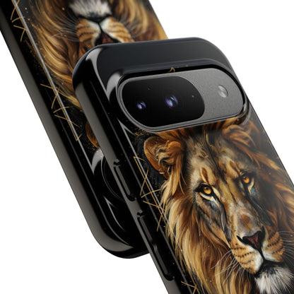 Majestic Lion Phone Case – Black Gold Luxury Lion Art Tough Protective Case