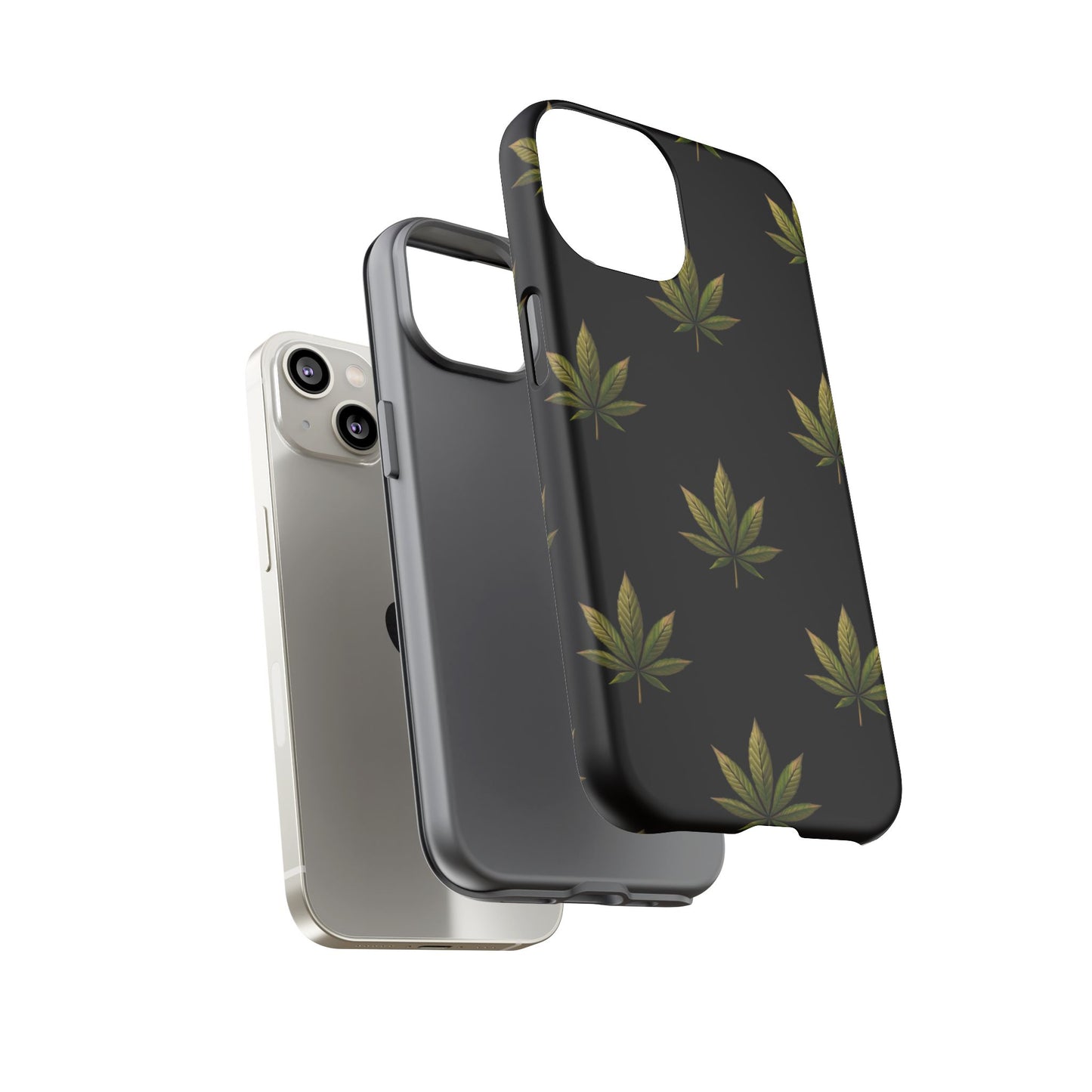 Cannabis Leaf Phone Case Green Weed Leaf Pattern Tough Protective Cover
