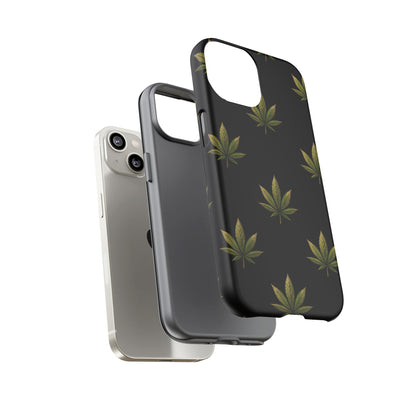 Cannabis Leaf Phone Case Green Weed Leaf Pattern Tough Protective Cover