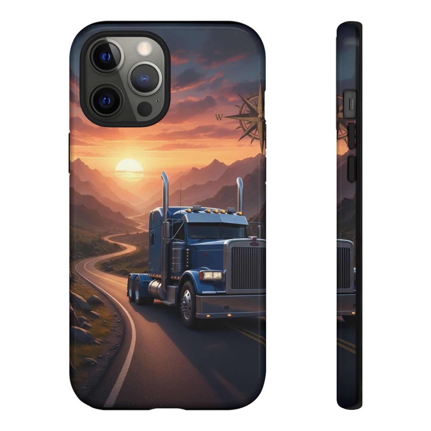 Semi Truck Sunset Phone Case | Trucker Gift | Diesel Truck Highway Road iPhone & Samsung Tough Protective Case