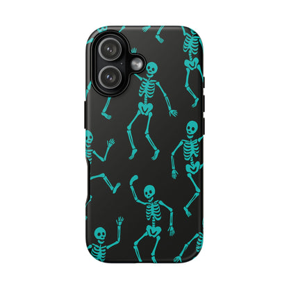 Dancing Teal Skeletons Phone Case | Tough Protective Case for Iphone, Samsung Galaxy and Pixel