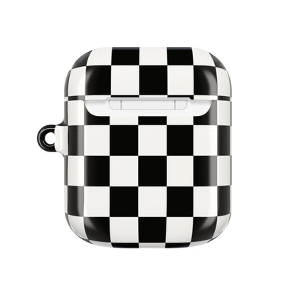 Checkerboard AirPod Case – Black & White Retro Pattern