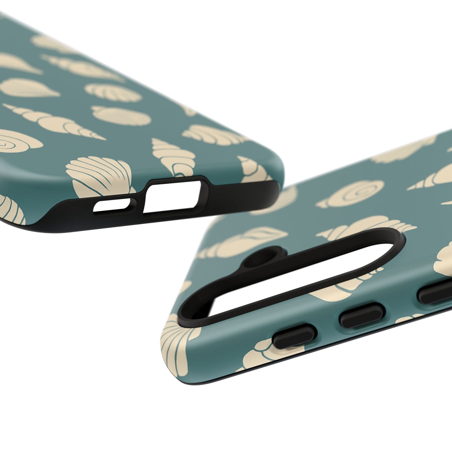 Seashell Pattern Phone Case | Teal Coastal Shells Tough Case for Iphone, Samsung Galaxy and Pixel
