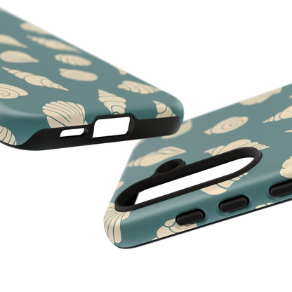 Seashell Pattern Phone Case | Teal Coastal Shells Tough Case for Iphone, Samsung Galaxy and Pixel