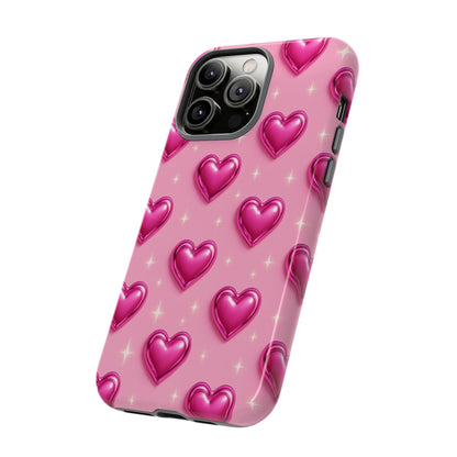 Pink Heart Pattern Phone Case | Tough Protective Case for Iphone, Samsung Galaxy and Pixel