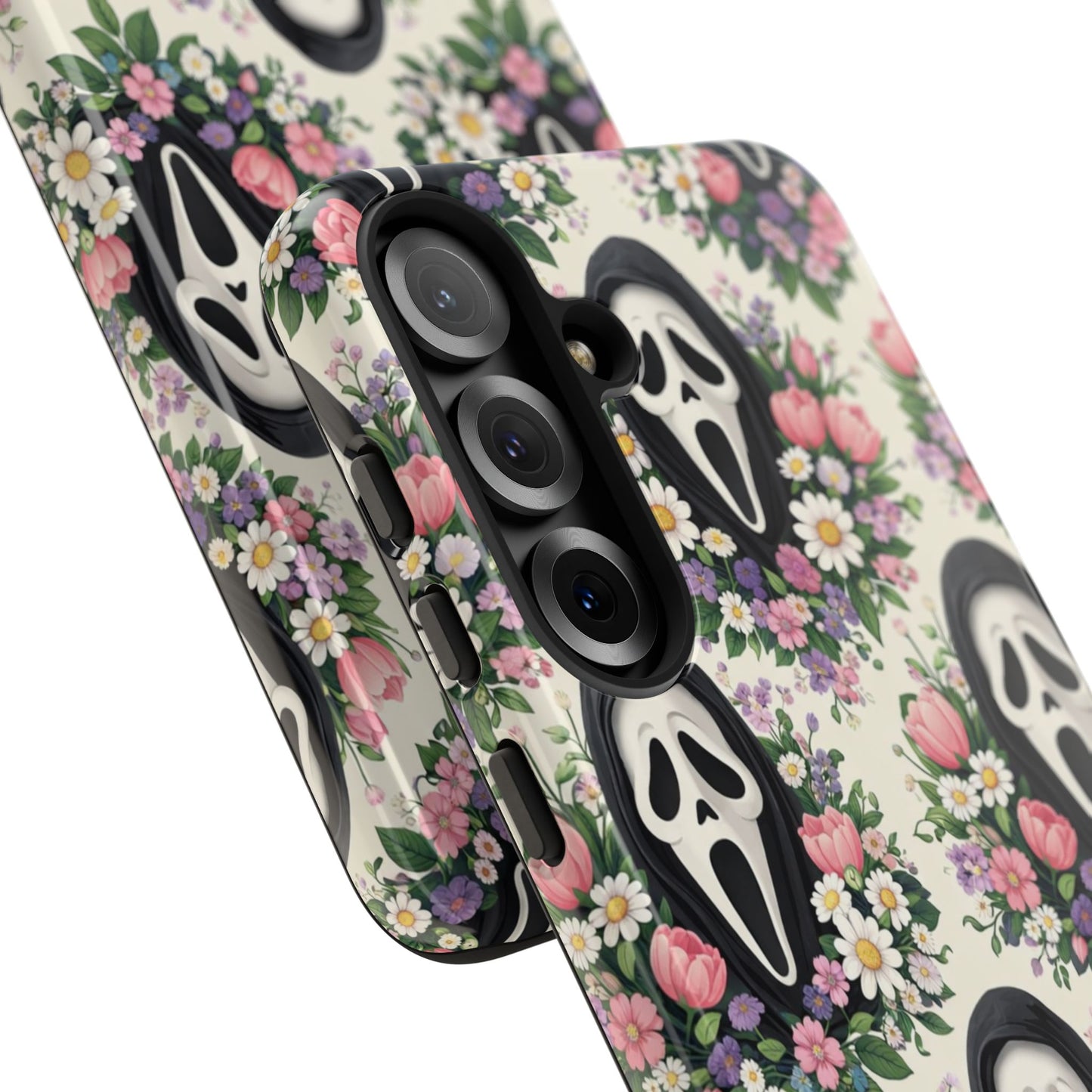 Floral Ghost Face Aesthetic Phone Case – Cute Spooky Tough Cover