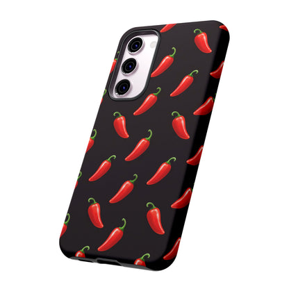 Spicy Chili Pepper Phone Case – Black Cute Hot Pepper Tough Cover for Iphone, Samsung Galaxy and Pixel
